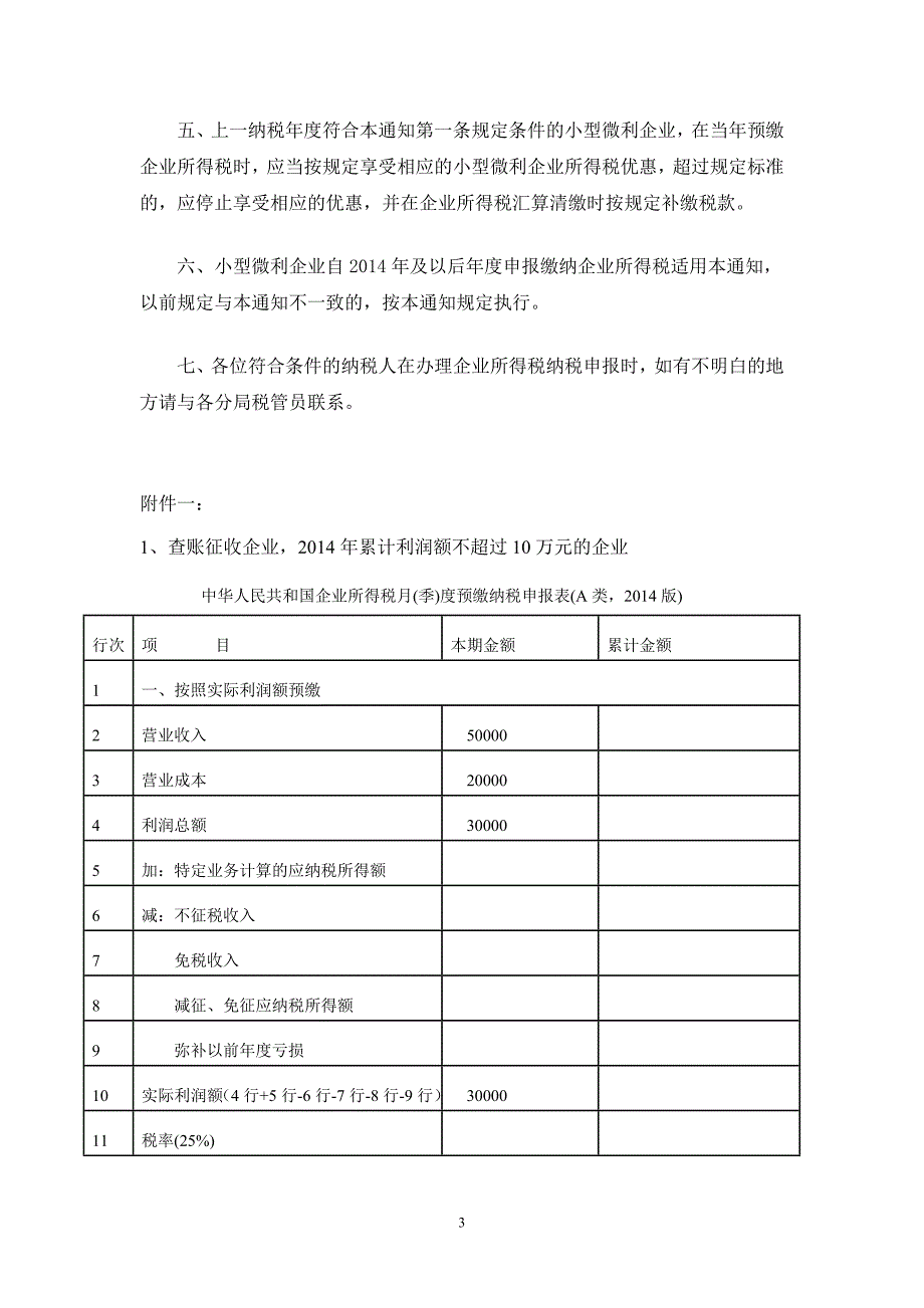 小微企业所得税申报表填写方法附件_第3页