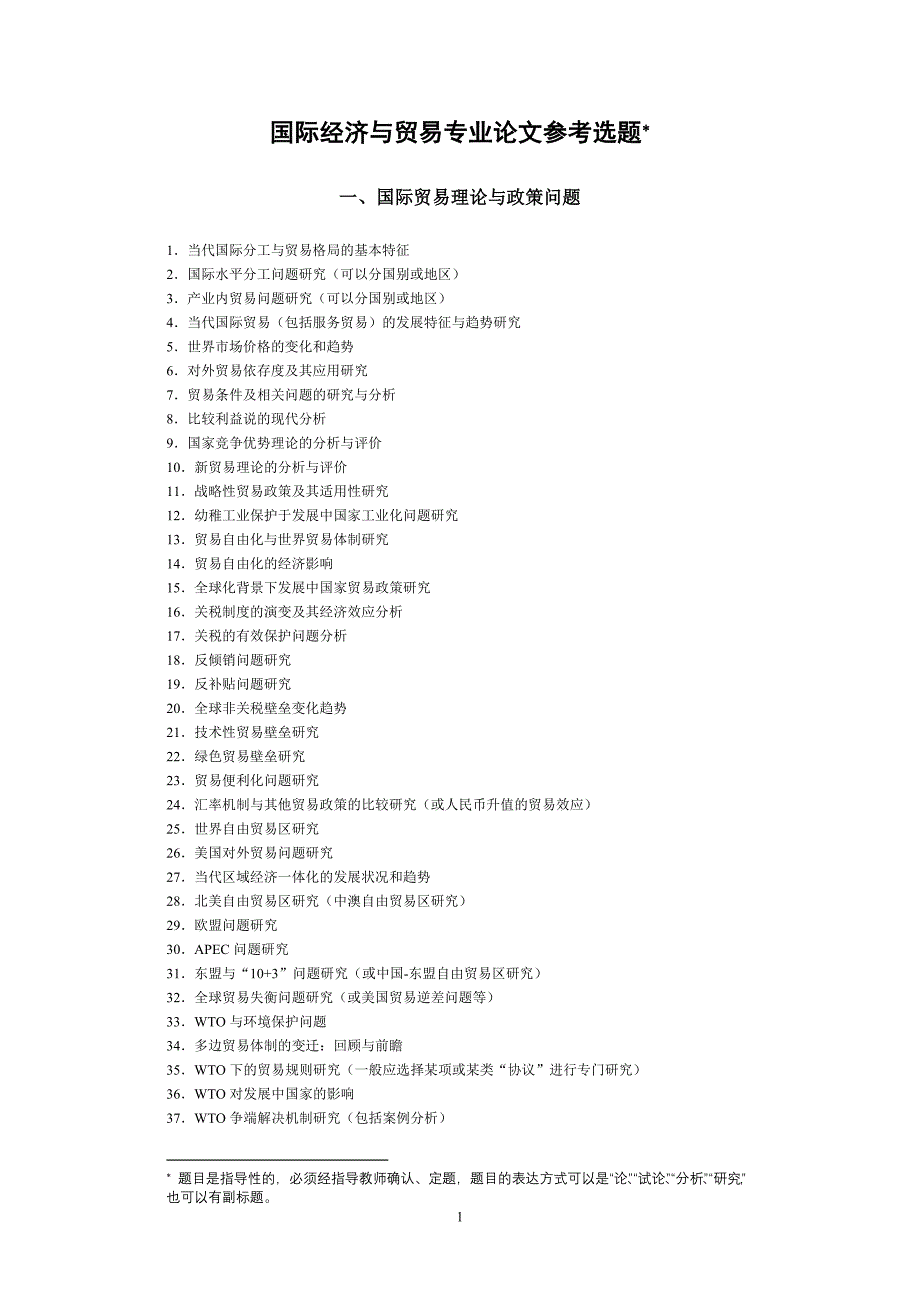 国际贸易专业论文参考题目_第1页