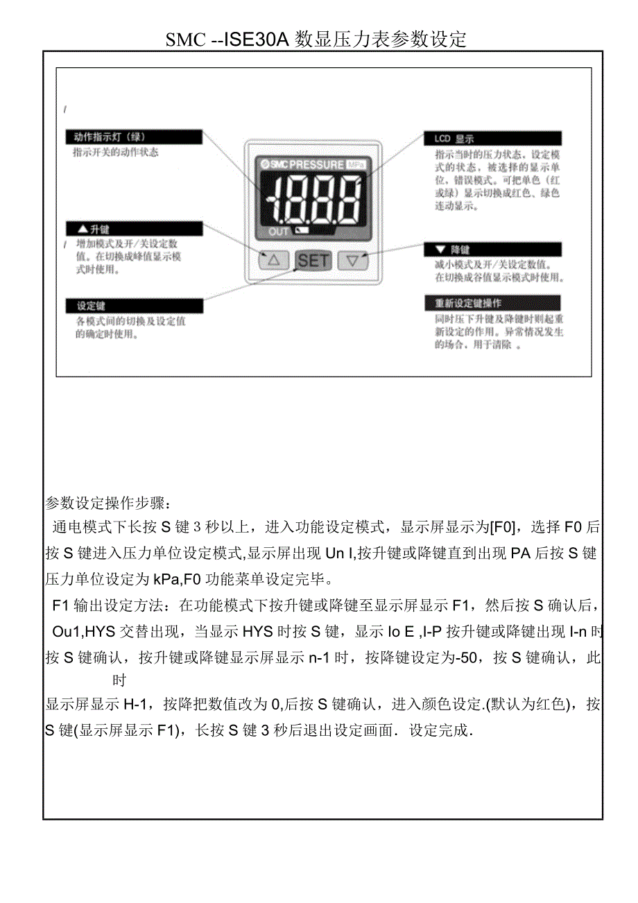 数显压力表WI-QC-007 ISE30A  操作手册_第1页