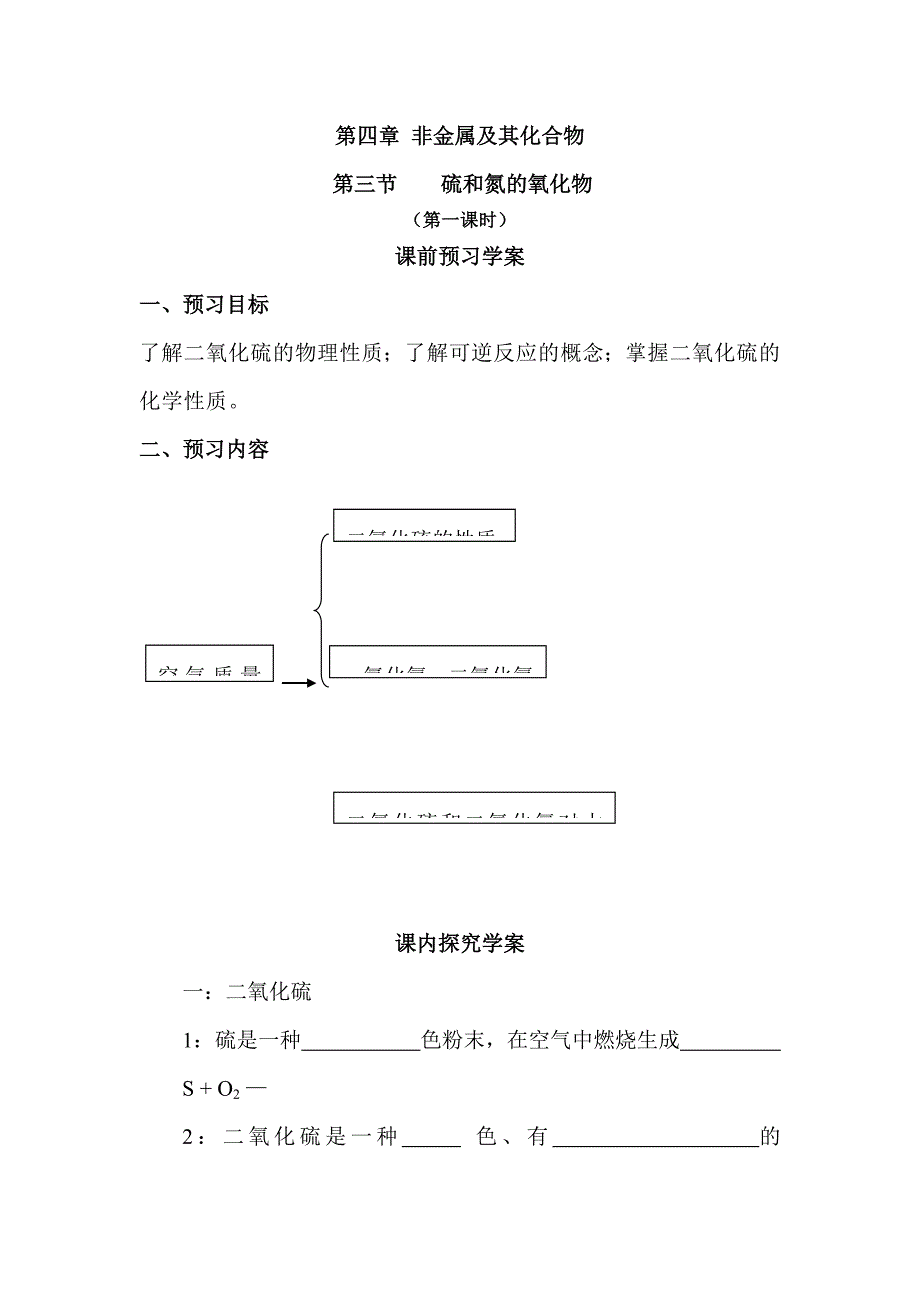 【教案】高一化学苏教版必修1硫和氮的氧化物学案高一化学_第1页