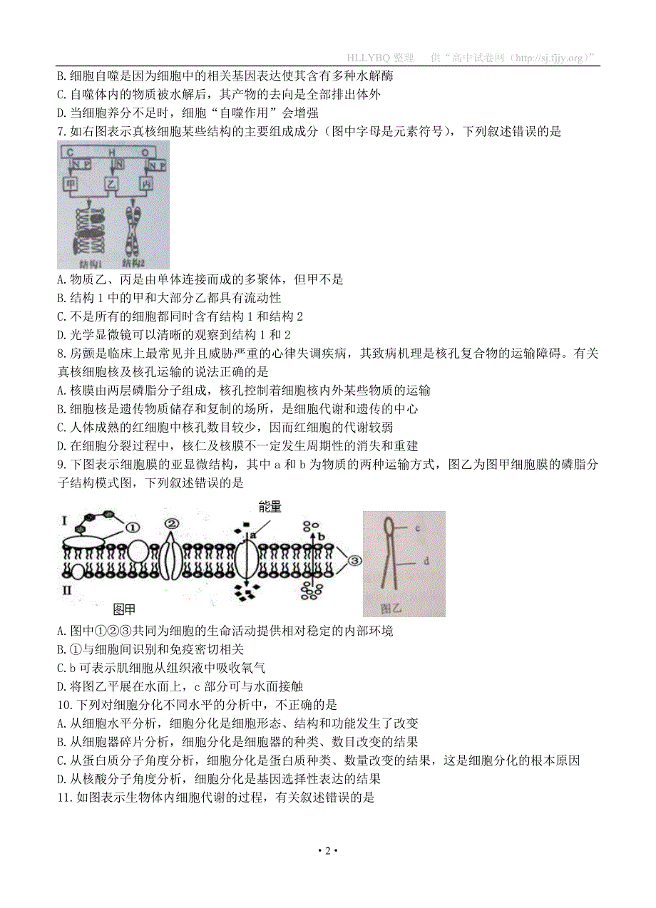 四川省德阳市2017届高三上学期名校联考 生物_第2页