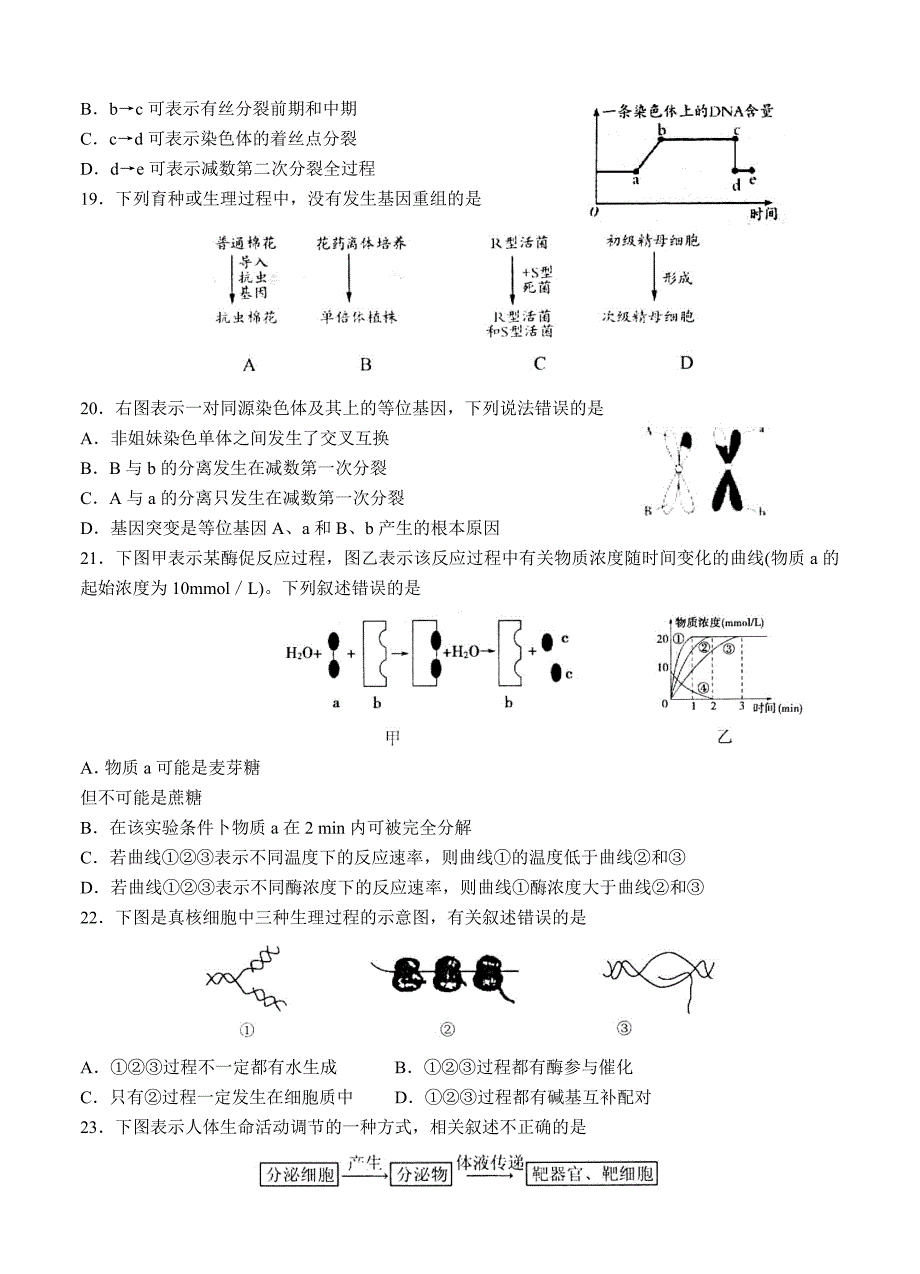 山东省日照市2015届高三12月校际联合检测生物试题_第3页