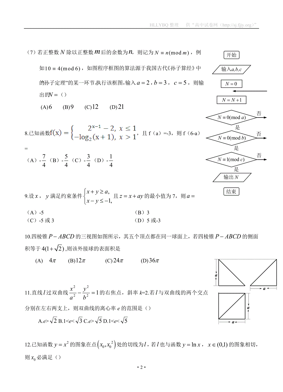 2017高考押题金卷（全国卷Ⅱ） 数学（文）_第2页