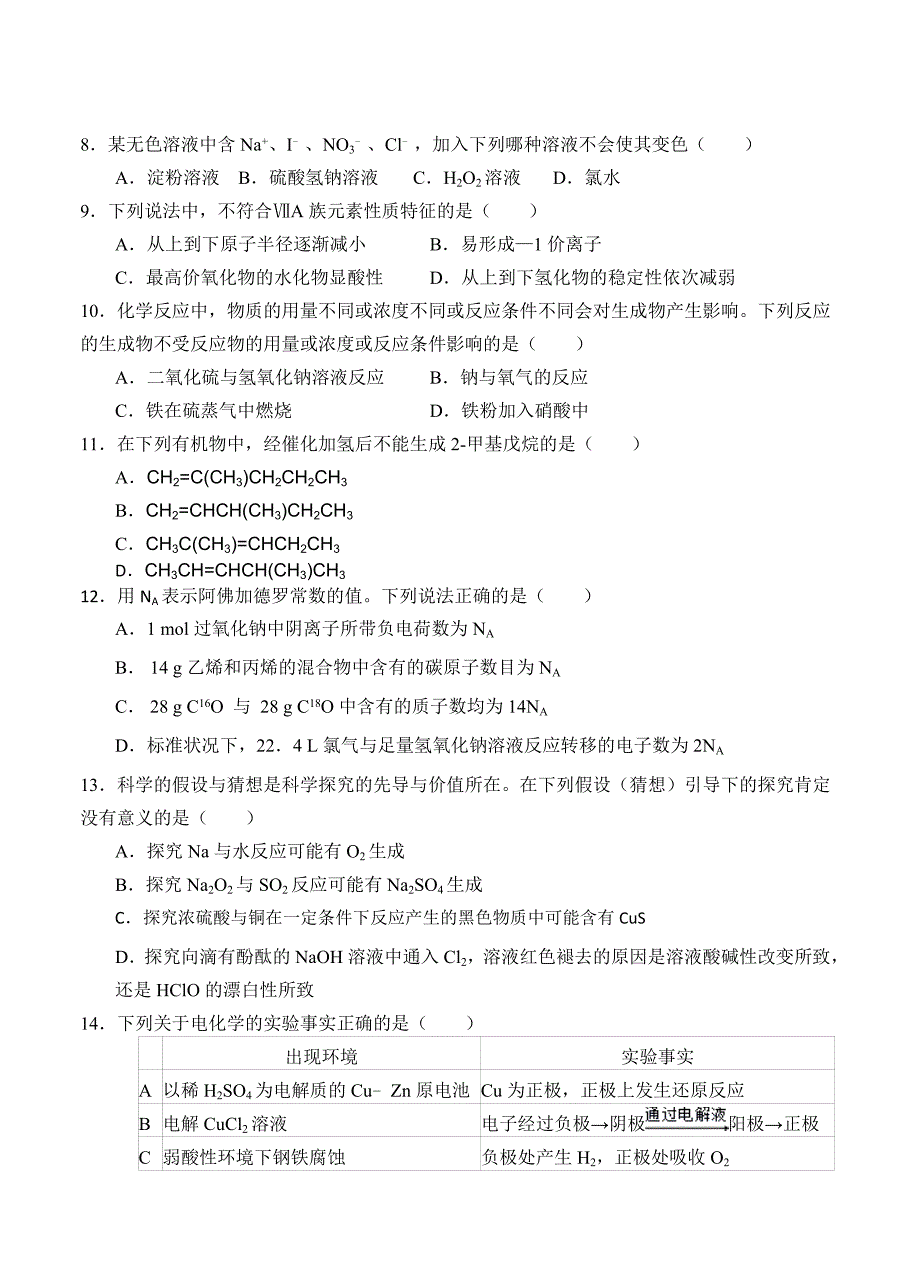 上海2016届高三预测金卷（化学）_第2页