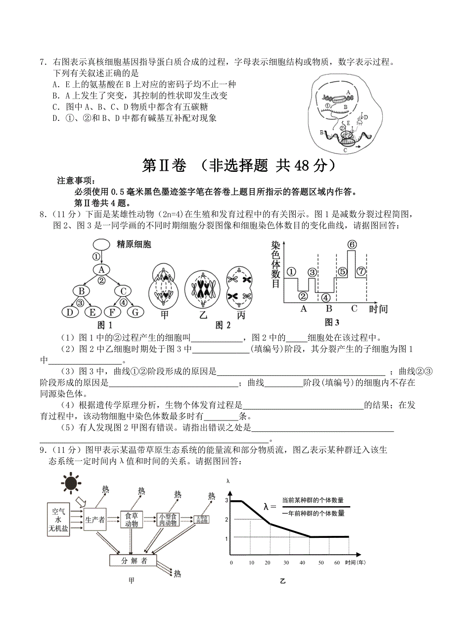 四川省宜宾市2015届高三第一次诊断考试生物试题_第2页