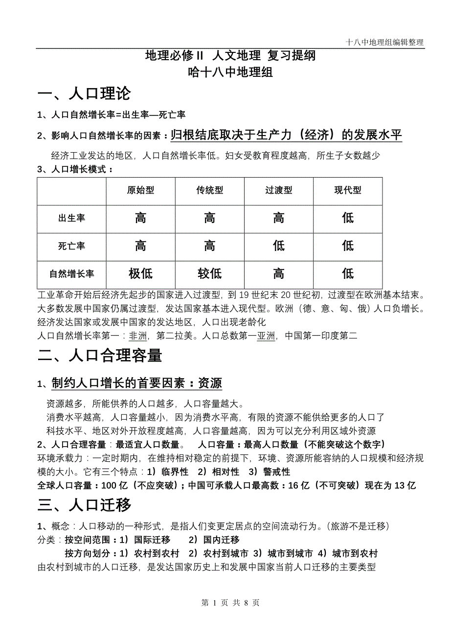 湘教版地理必修二提纲_第1页