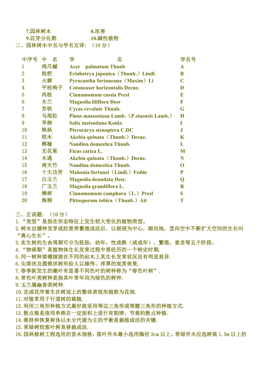 园林树木学考试试卷AB（长江大学）_第4页