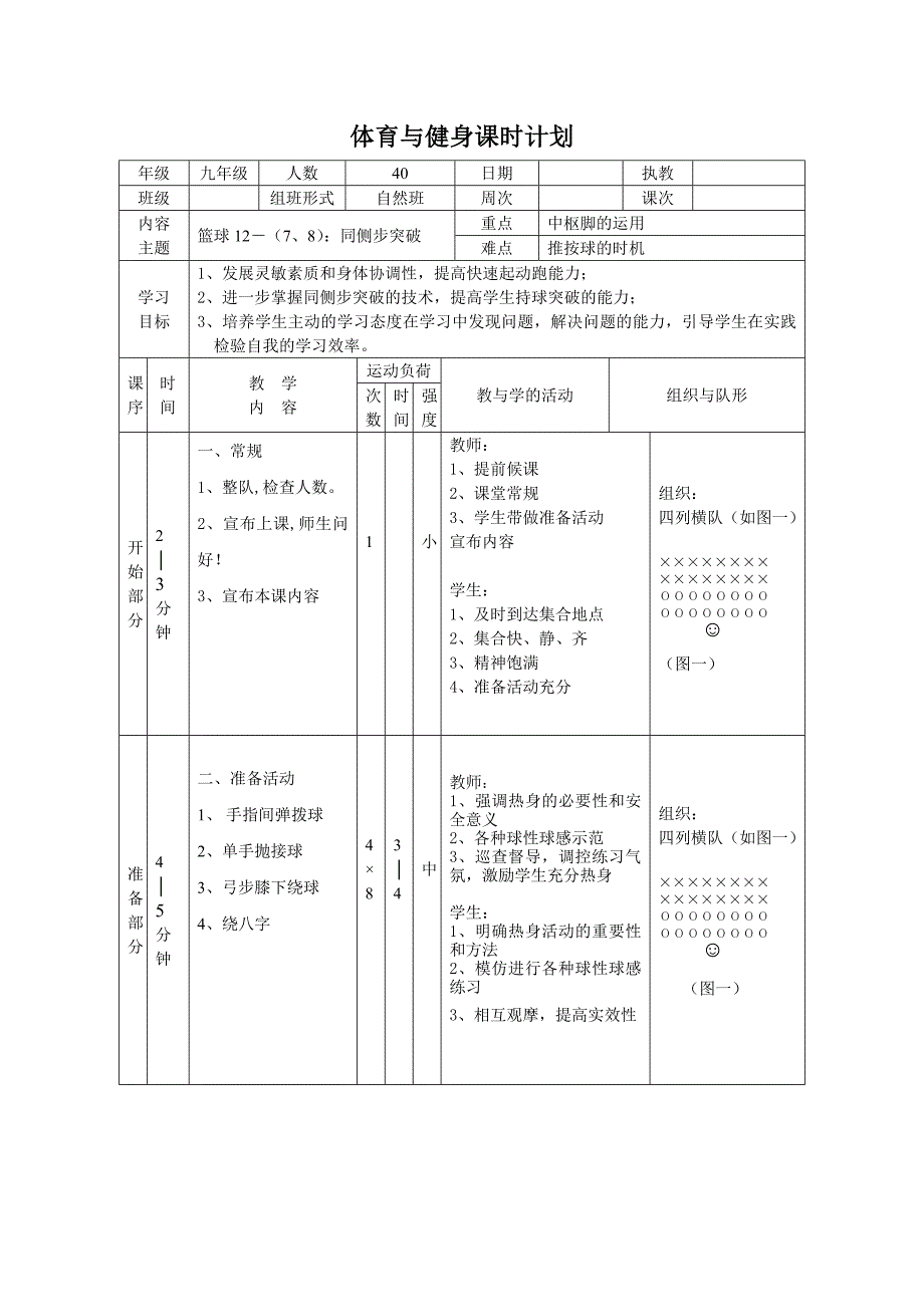 初中体育教案-篮球4_第1页