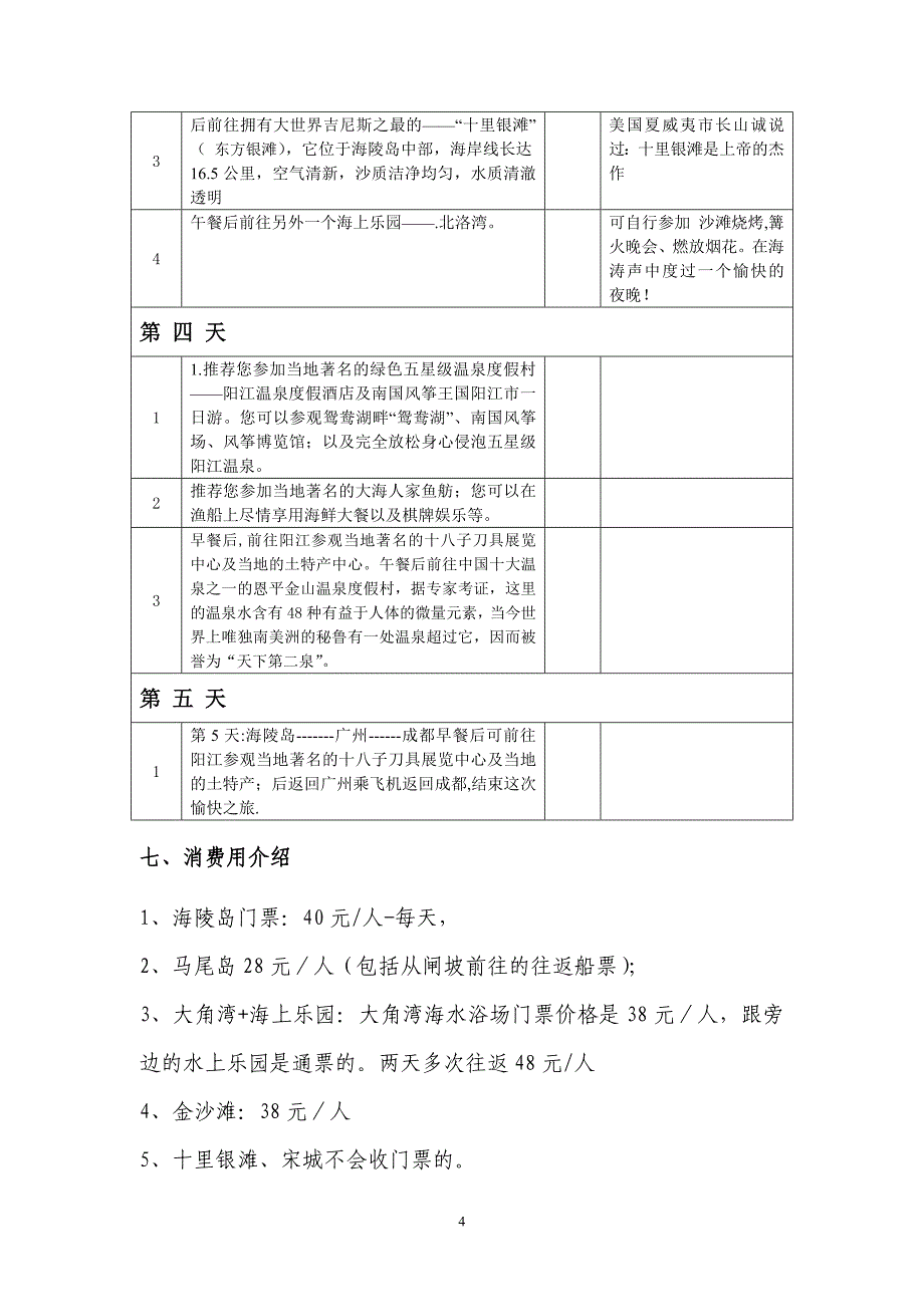 2011年2月海陵岛游玩方案(闸坡)_第4页