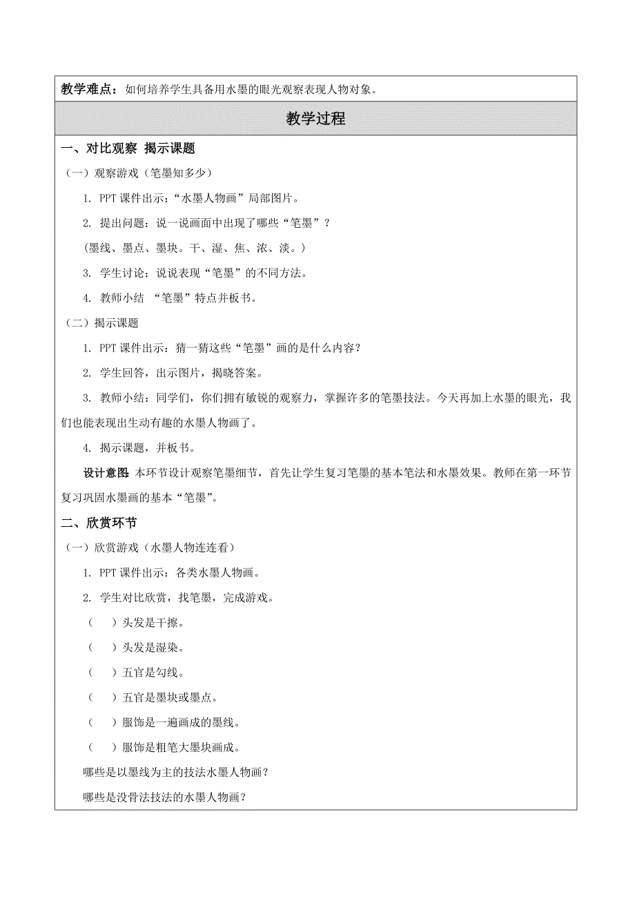 【教案】10水墨人物画教学设计含教学反思学案新苏少版六年级美术上册教案_第2页