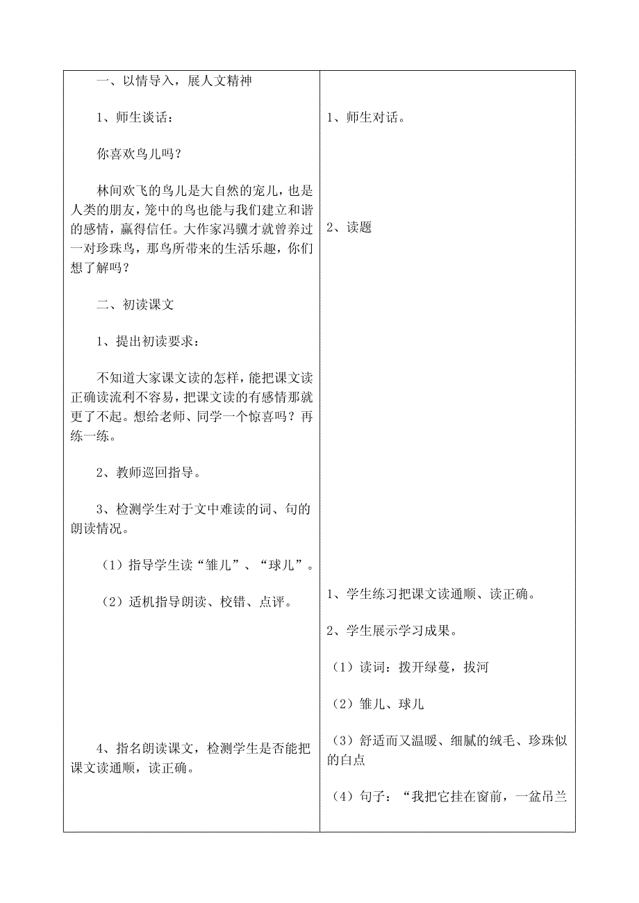 人教版七年级下册教案全集26珍珠鸟.doc_第4页