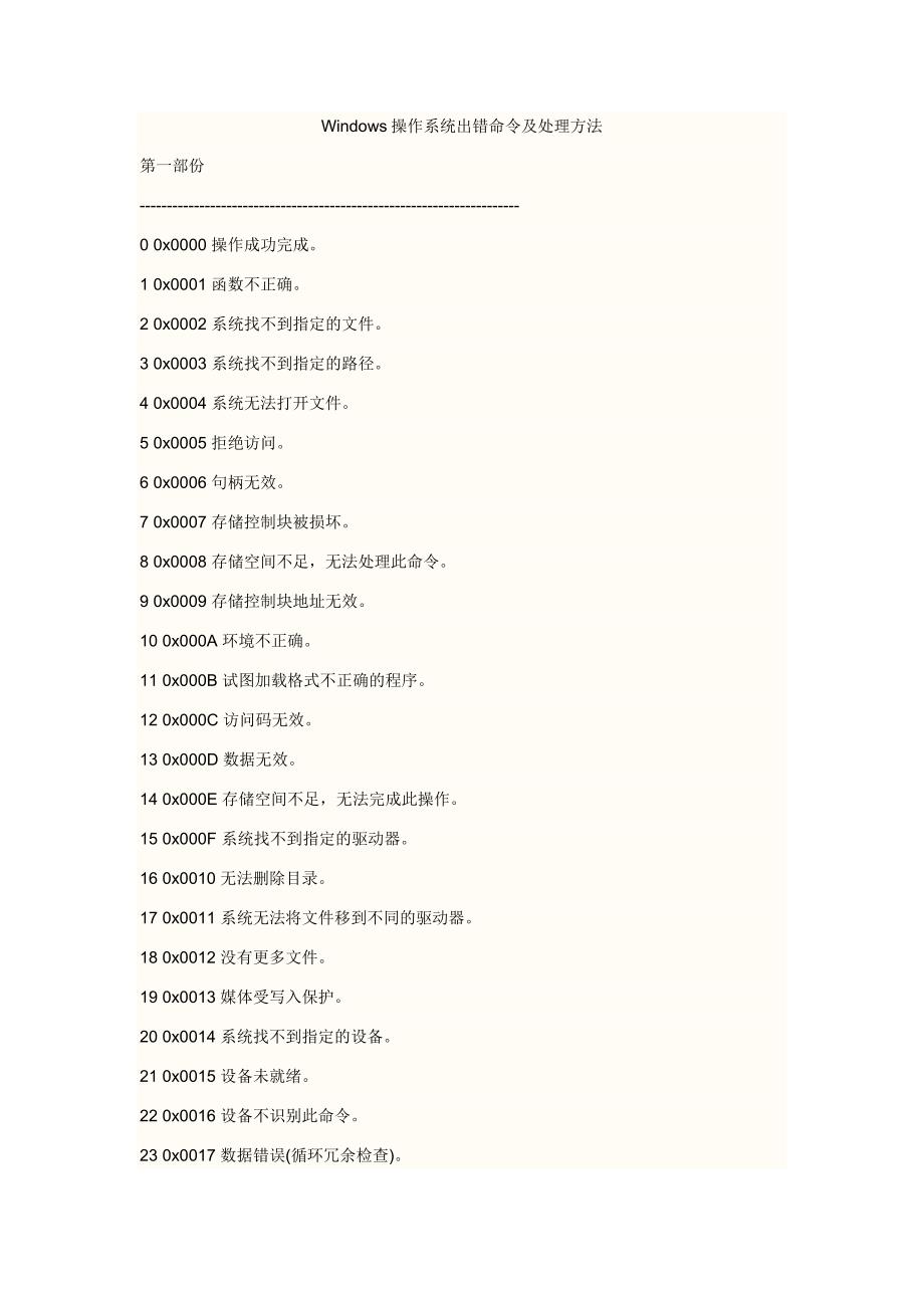 Windows操作系统出错命令及处理方法_第1页
