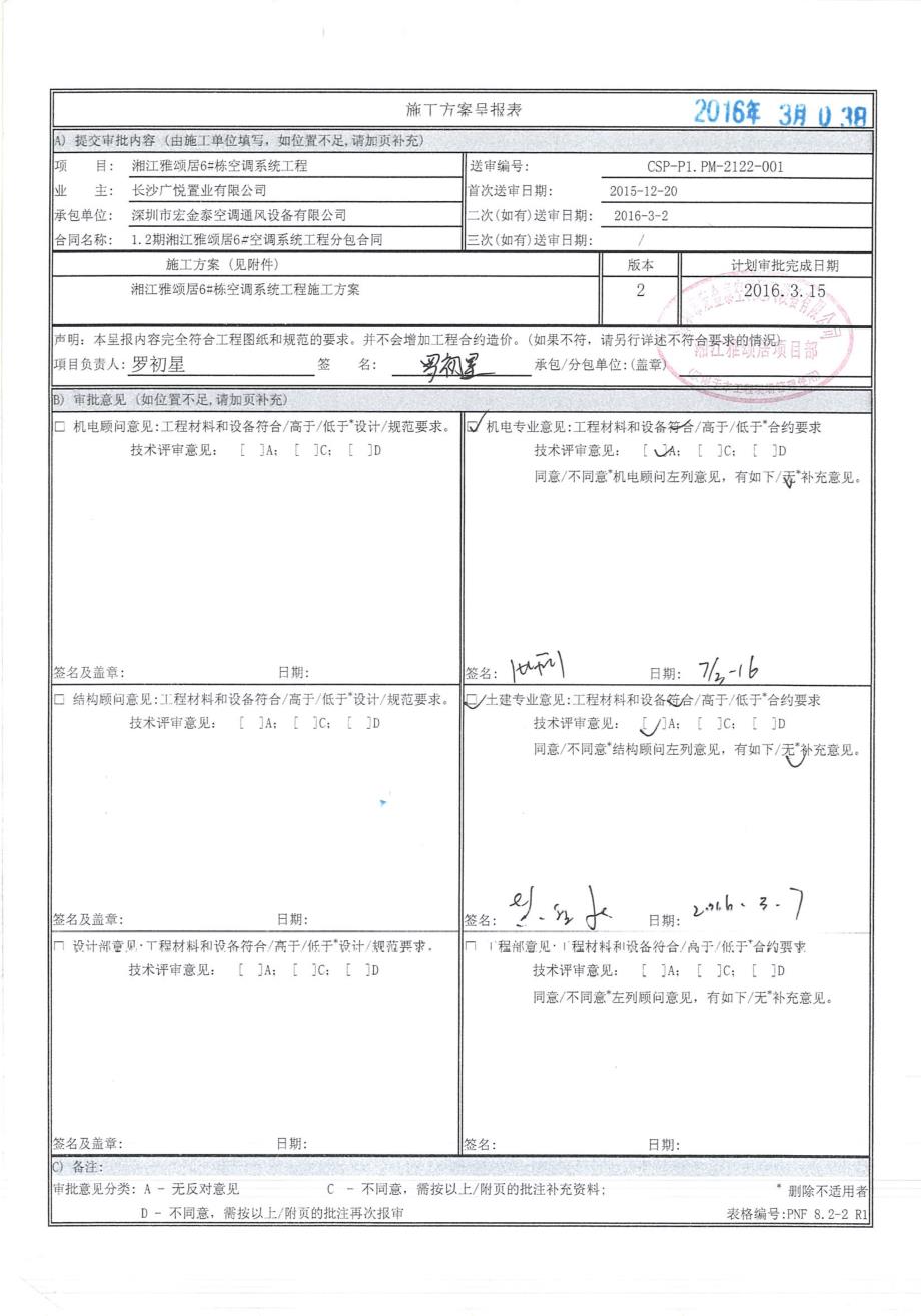 湘CSP-P1.2-PM-2122-001  湘江雅颂居6#栋空调系统工程施工方案_第1页