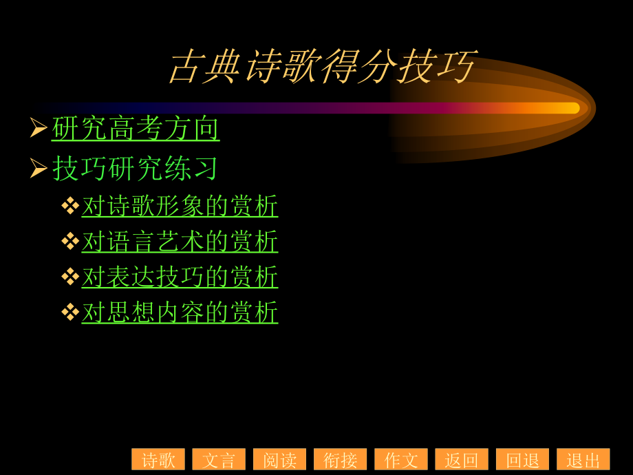 高考语文得分技巧(古典诗歌、现代文阅读、文言文阅读等)幻灯片_第4页