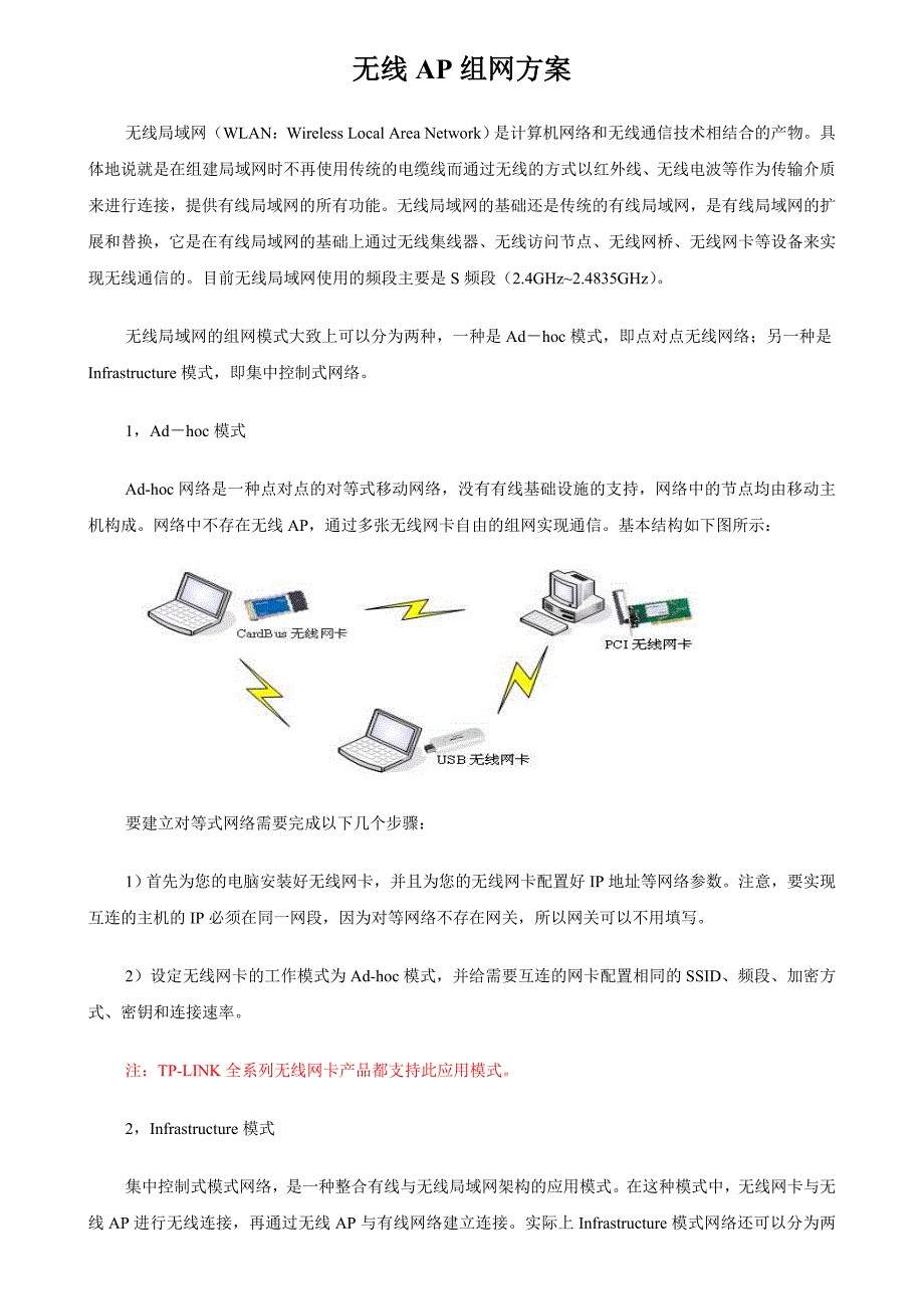 无线AP组网模式_第1页