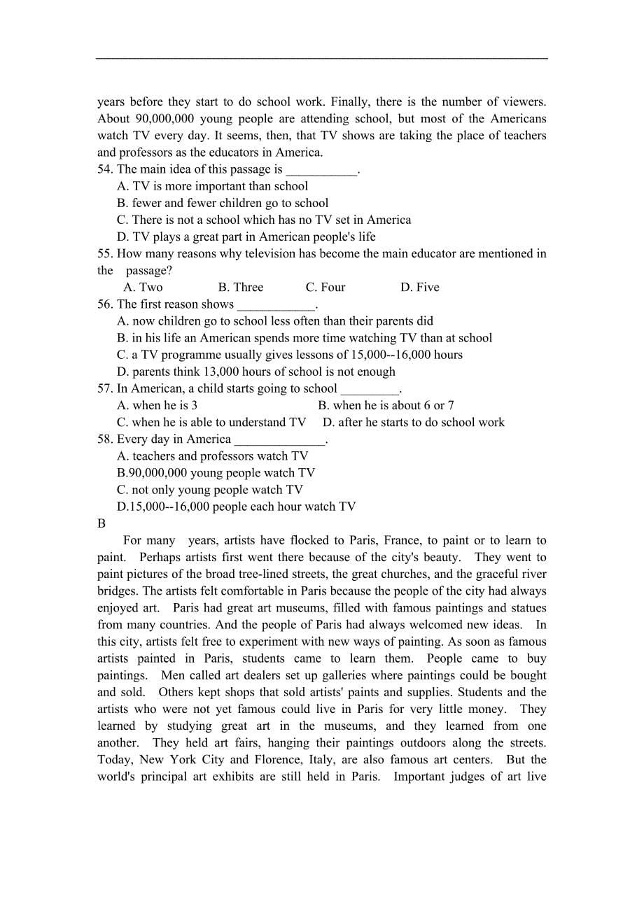 高一英语上学期期末教学质量检测试卷及答案_第5页