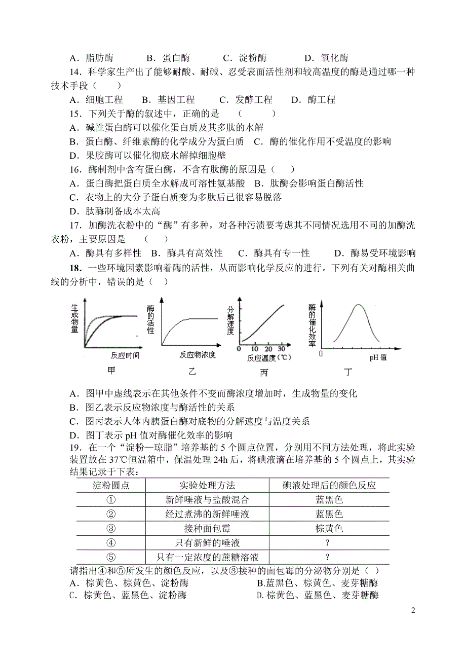 酶的研究与应用 测试_第2页