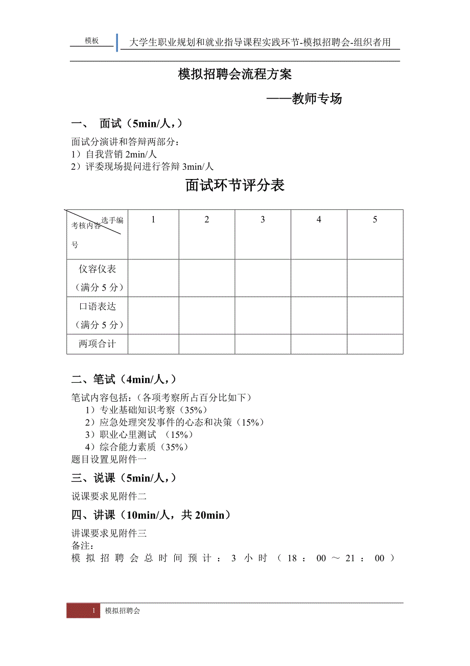 模拟招聘会流程方案_第1页