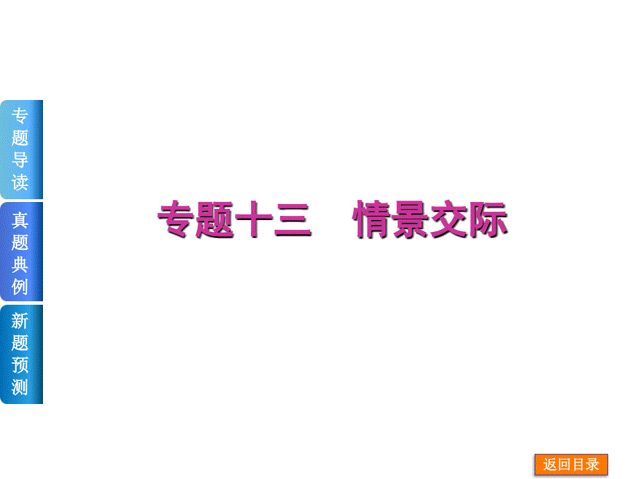 2014届高考英语《单项填空》复习方案二轮权威课件(重庆专用)：专题十三 情景交际_第1页