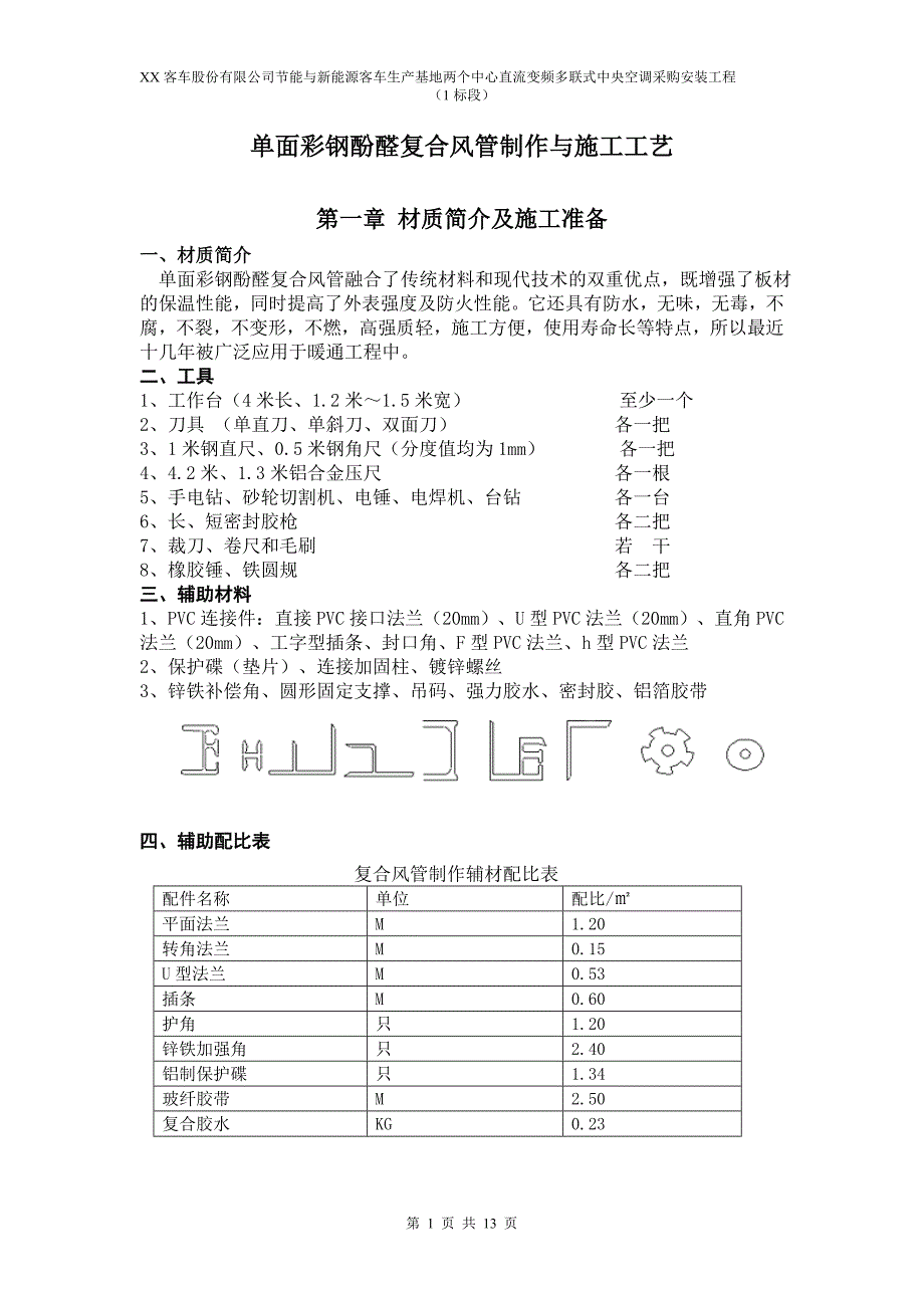 单面彩钢酚醛复合风管制作与安装施工工艺_第1页