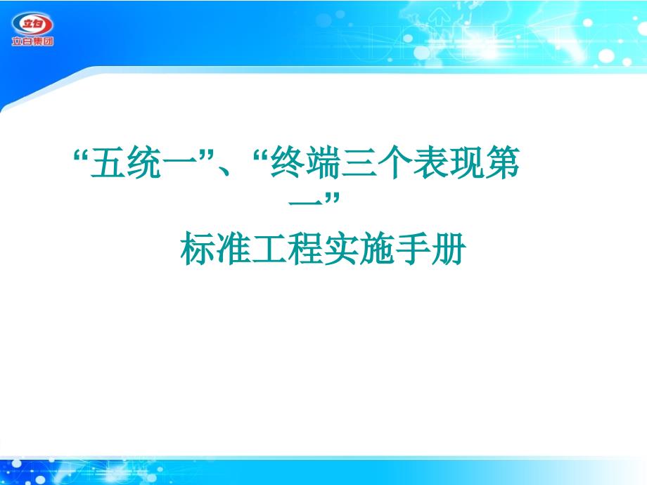 立白-“五统一”、“终端三个表现第一”标准工程实施手册_第1页