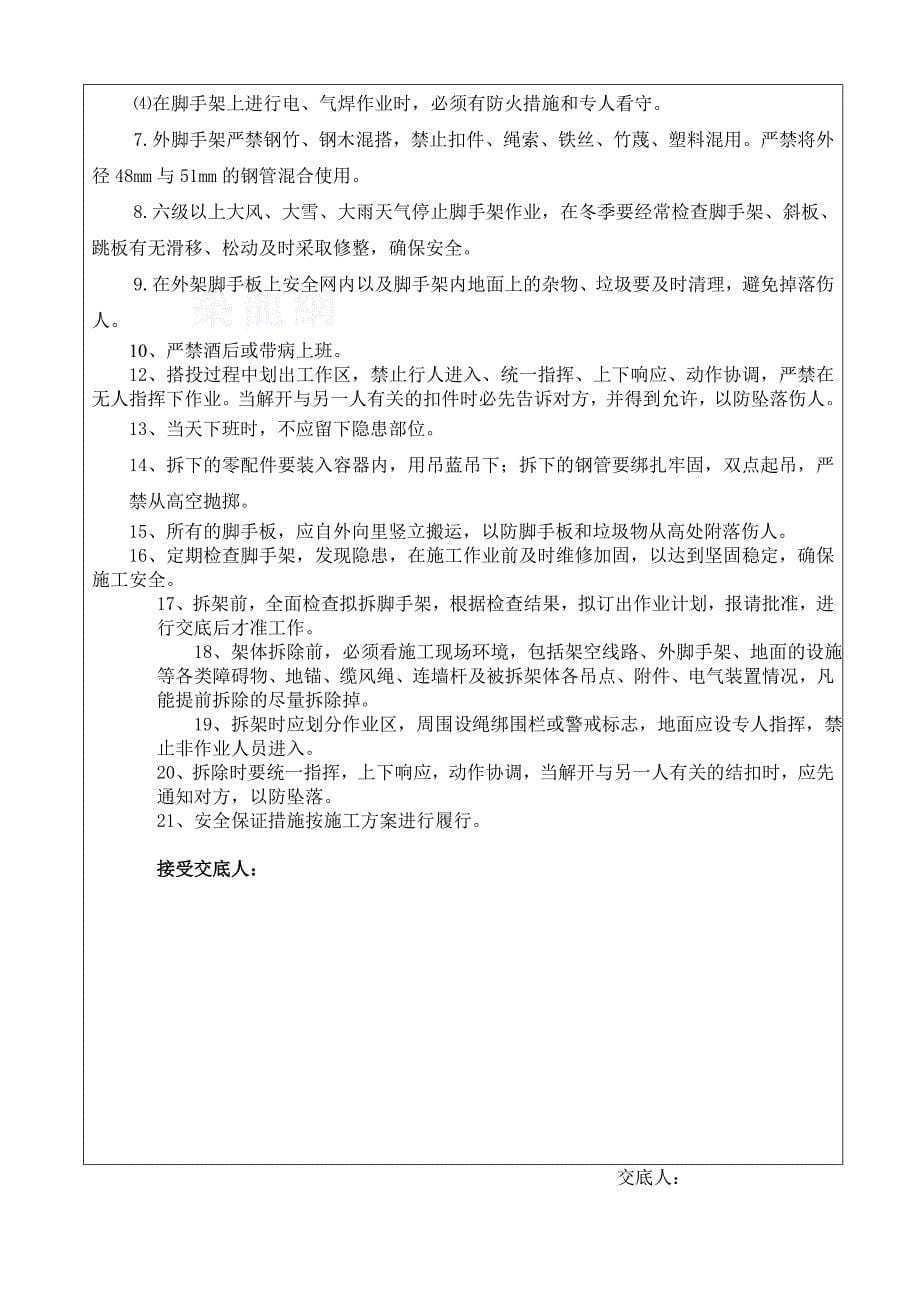 工艺工法qc广西建筑工程悬挑外脚手架工程安全技术交底_第5页