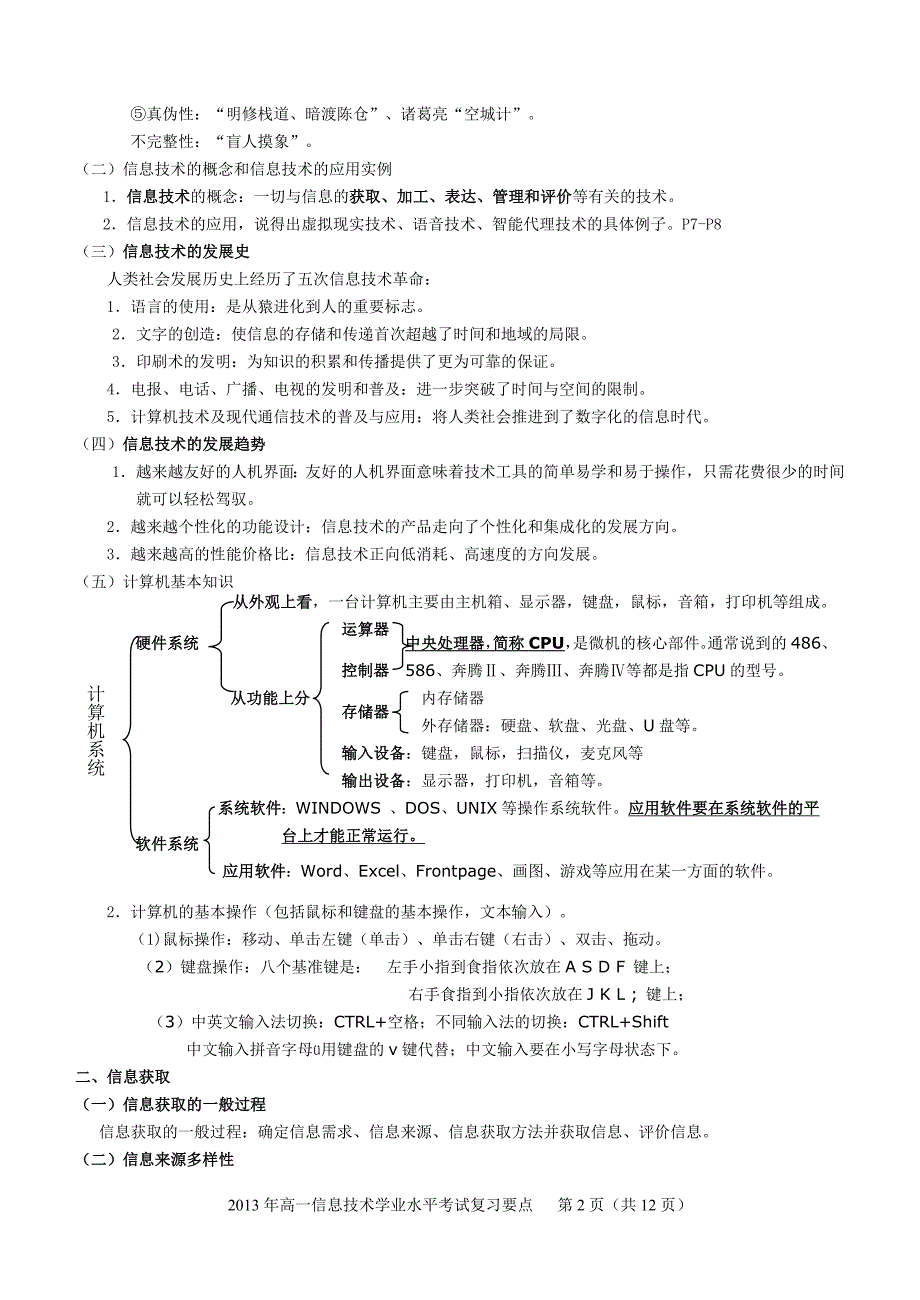 2013高一信息技术学业水平考试复习知识点_第2页