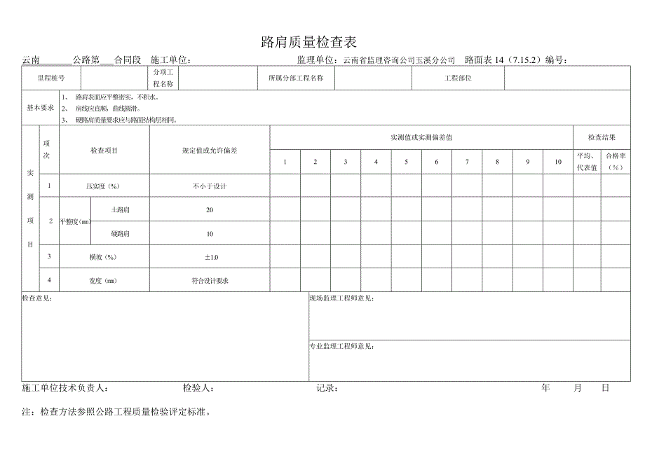 路肩质量检查表14_第1页