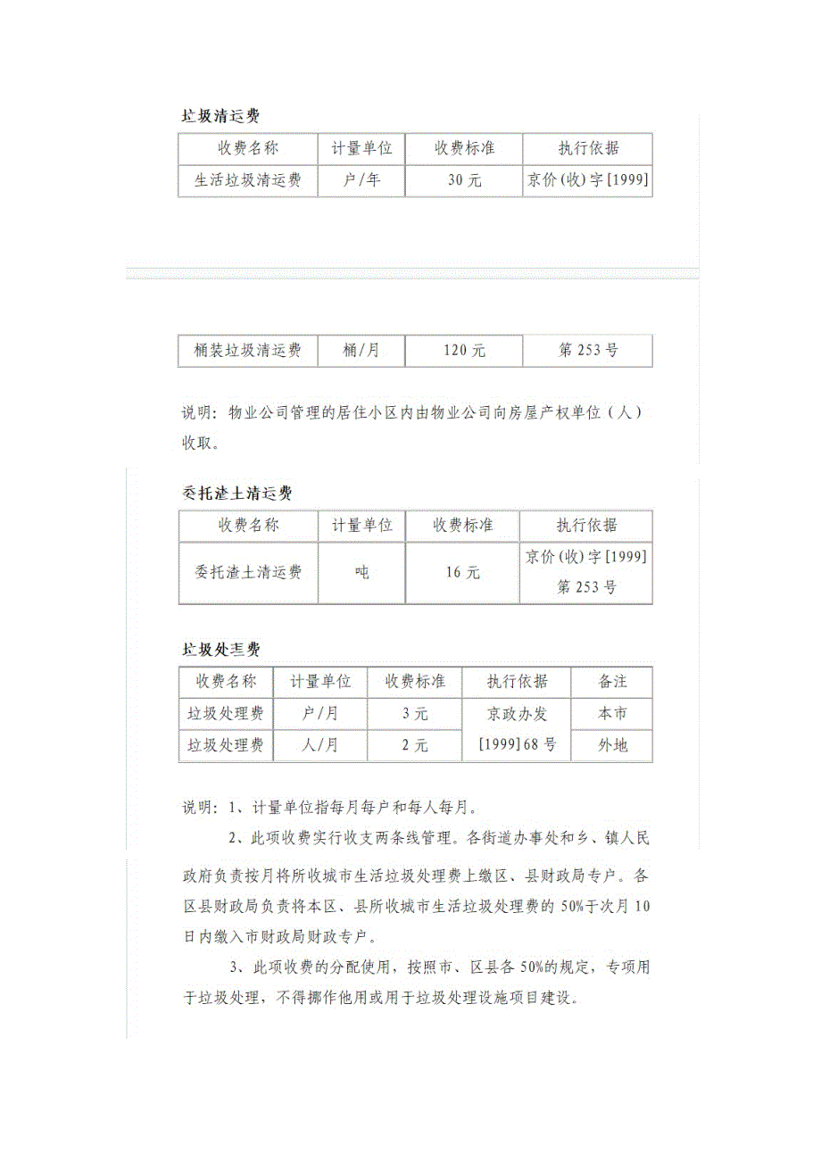 北京市垃圾渣土清运消纳收费表_第2页