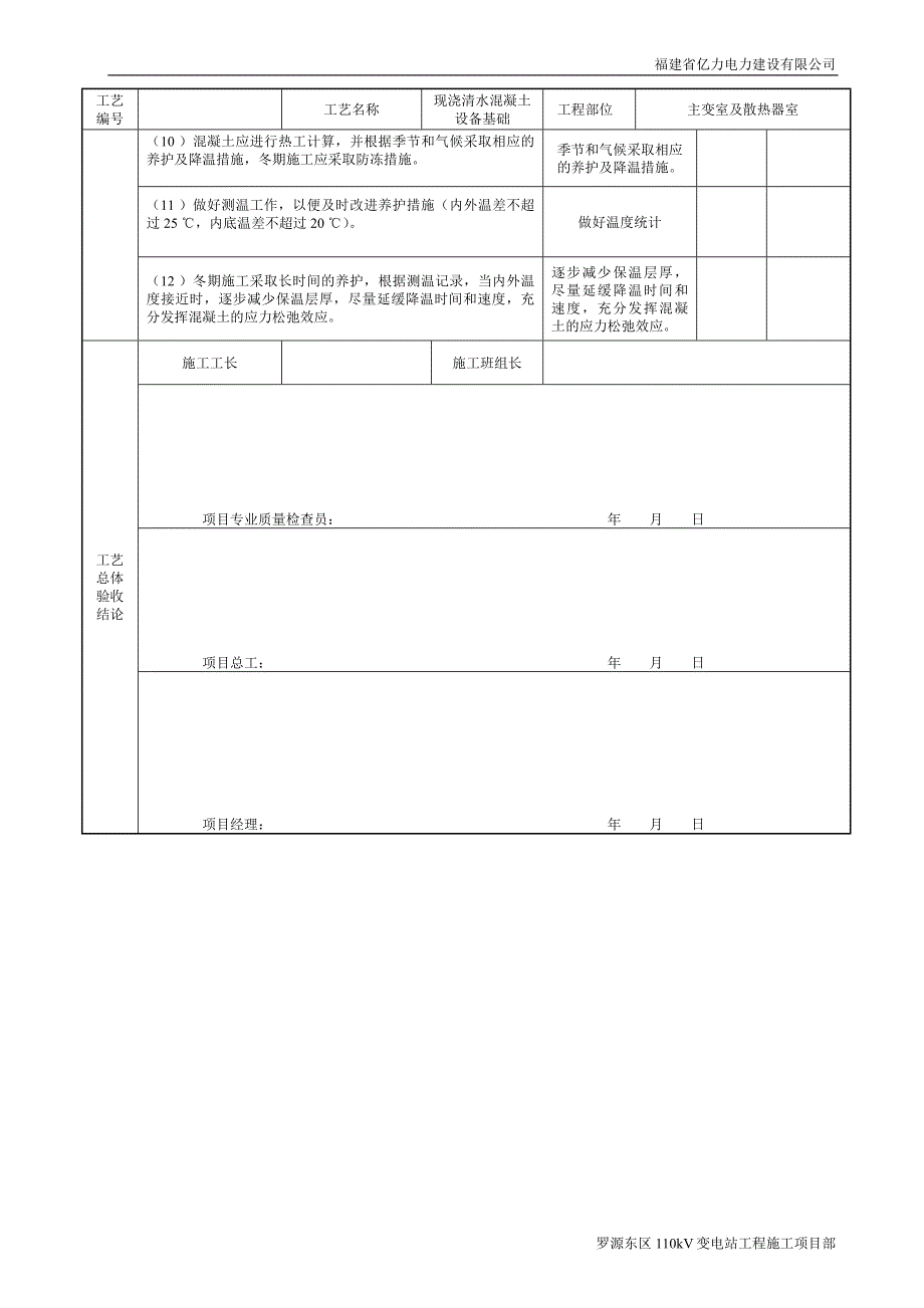 福建110kv变电站现浇清水混凝土标准工艺执行卡_第4页