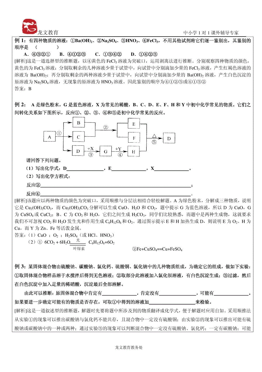 初中化学推断题解题技巧 讲义_第2页