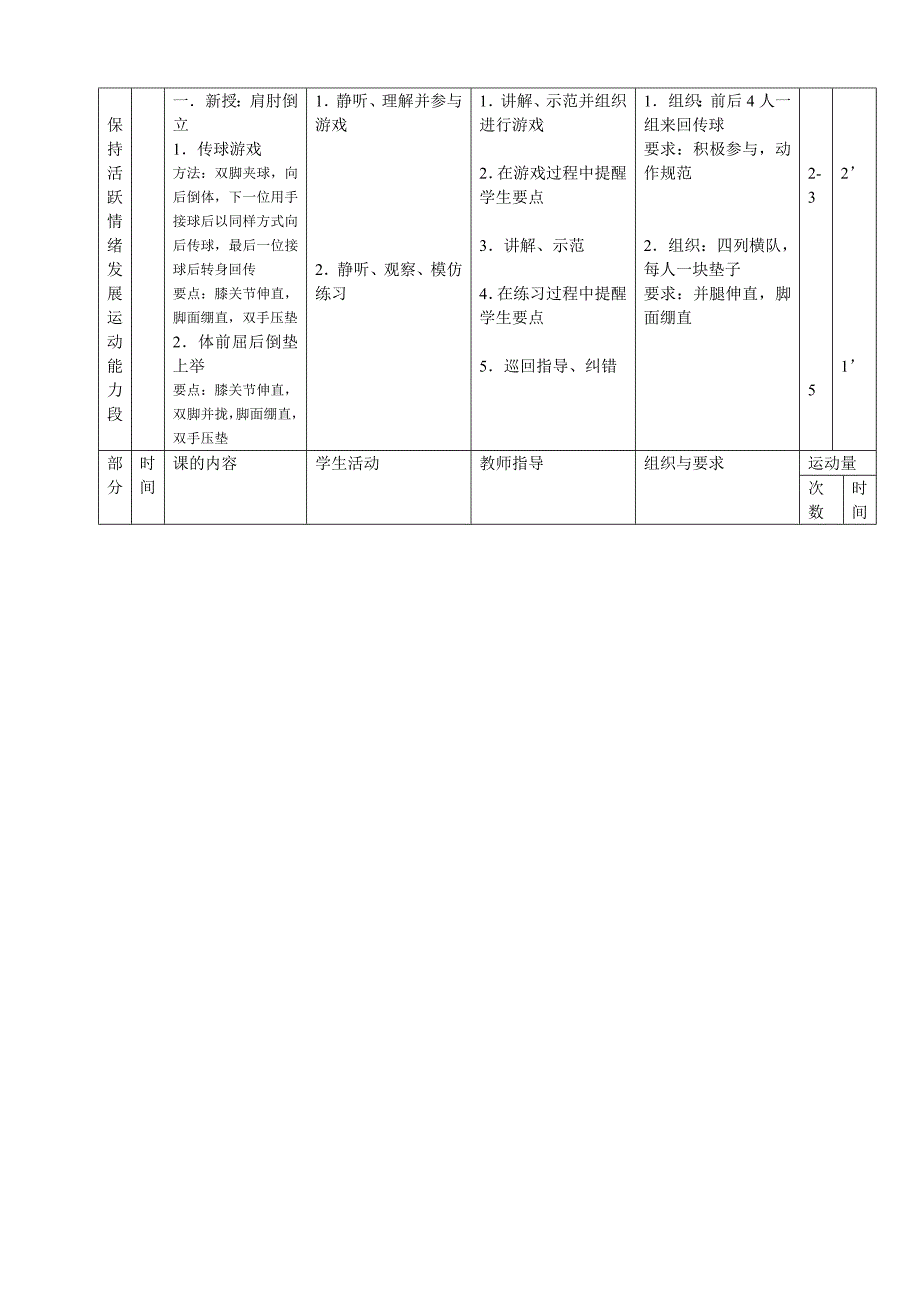 前滚翻直腿坐接肩肘倒立、障碍跑教学设计_第3页