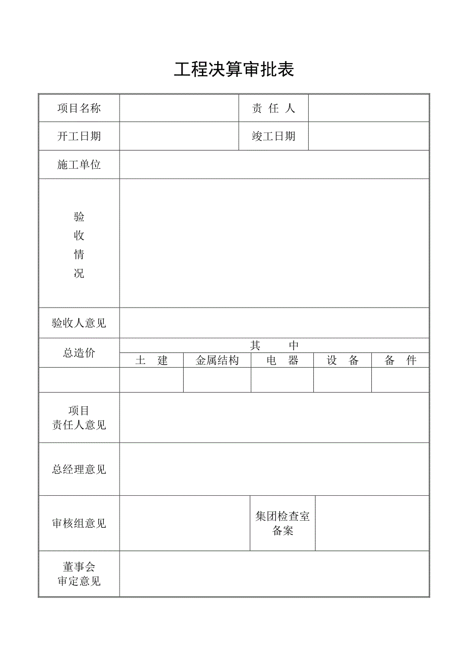 工程决算审批表_第1页