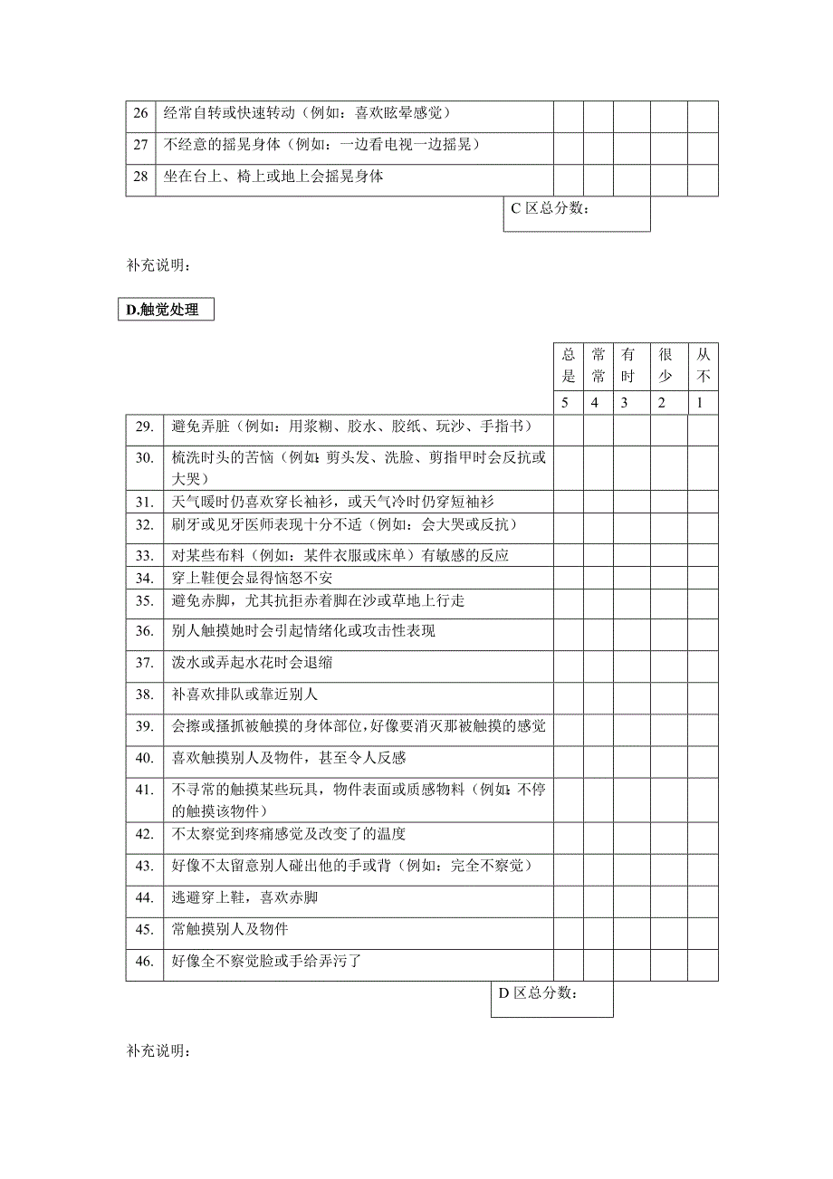 新版感觉统合评定量表_第3页