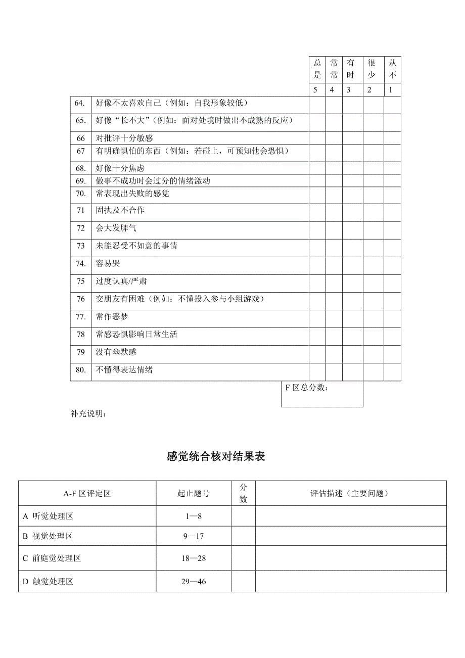 新版感觉统合评定量表_第5页