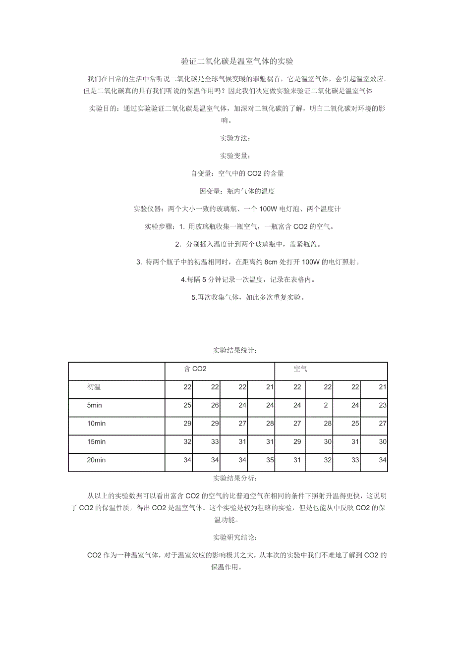 证明二氧化碳是温室气体的实验_第1页