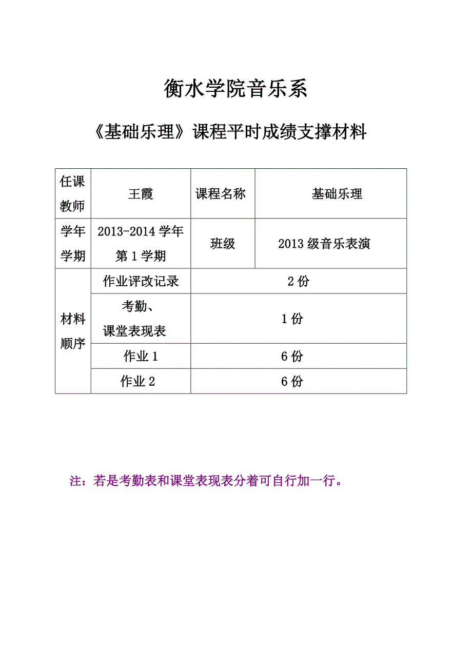 试卷成绩的平时成绩支撑材料封皮_第1页