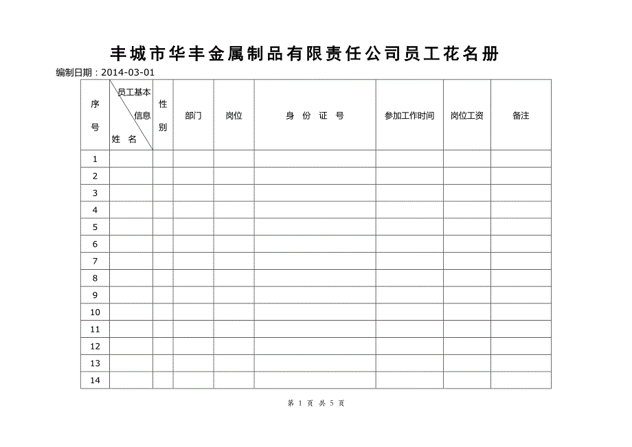 公司员工花名册(模板)(1)_第1页