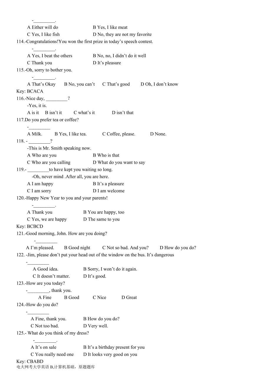 2015年最新大学英语B电大网考资料统考讲义串讲网考题库_第5页