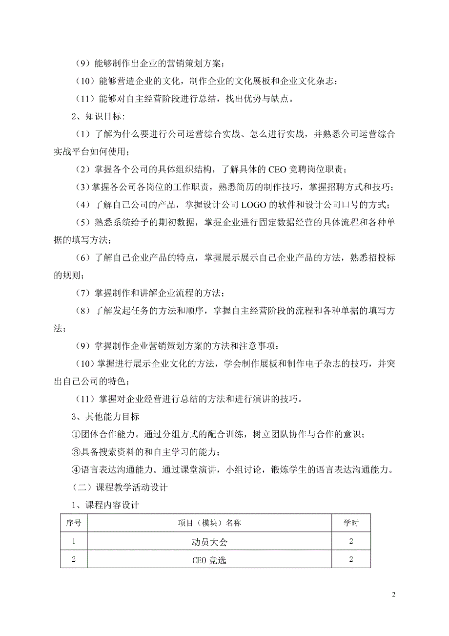 公司运营综合实战课程标准_第2页