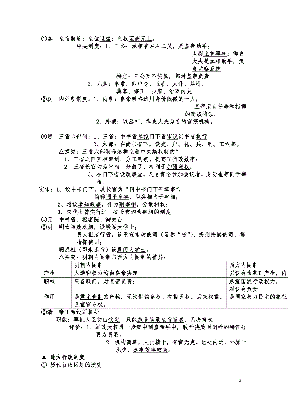 必修一专题一 古代中国的政治制度(1)_第2页