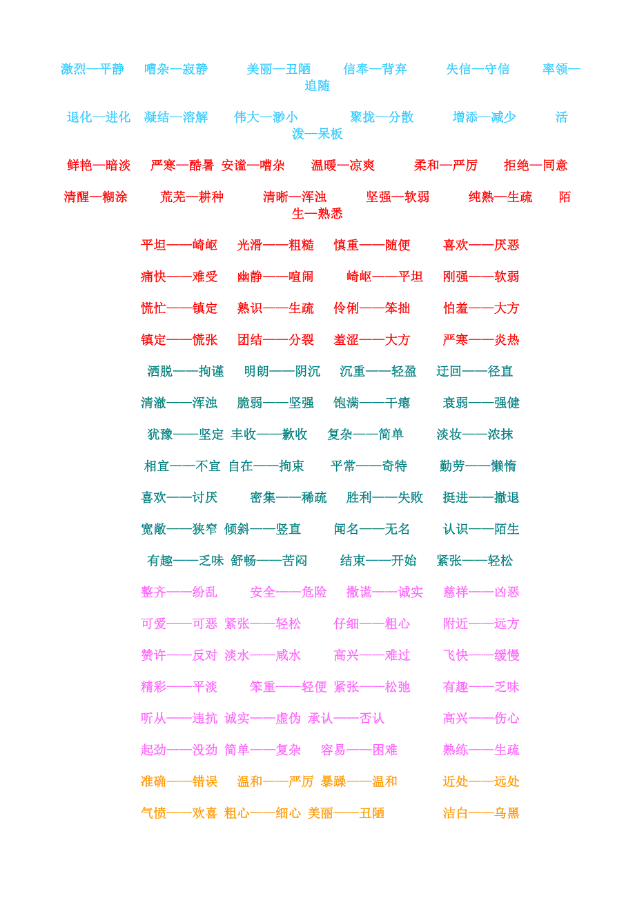 小学生反意词大全_第3页