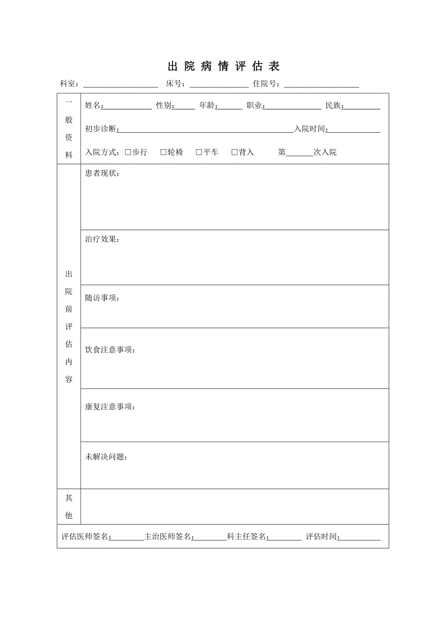 出院病情评估表_第1页