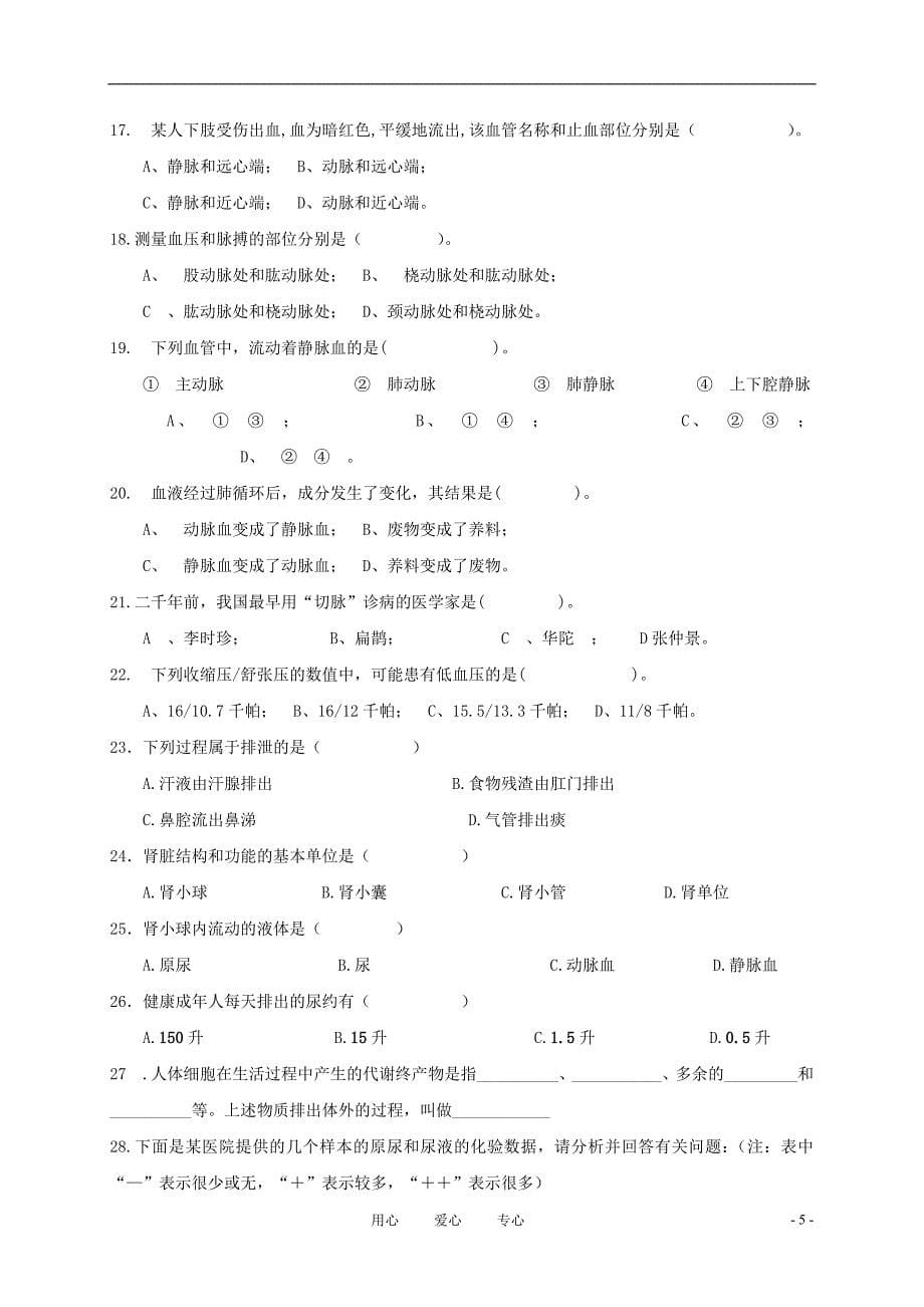 八年级生物上册 14. 维持生物体内的平衡复习教案 苏科版_第5页