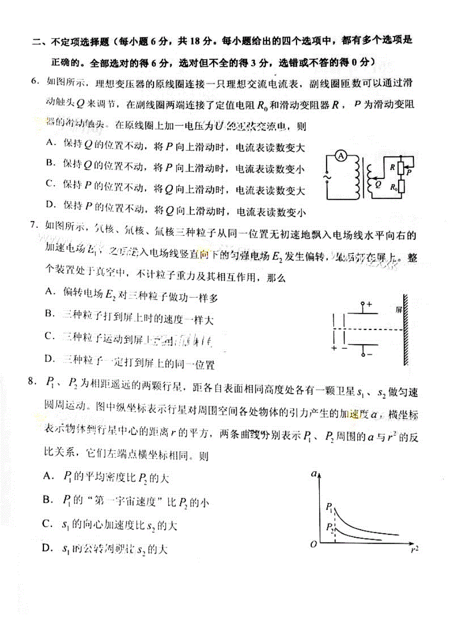 2015年普通高等学校招生全国统一考试(天津卷)理科综合 物理试题和答案_第3页