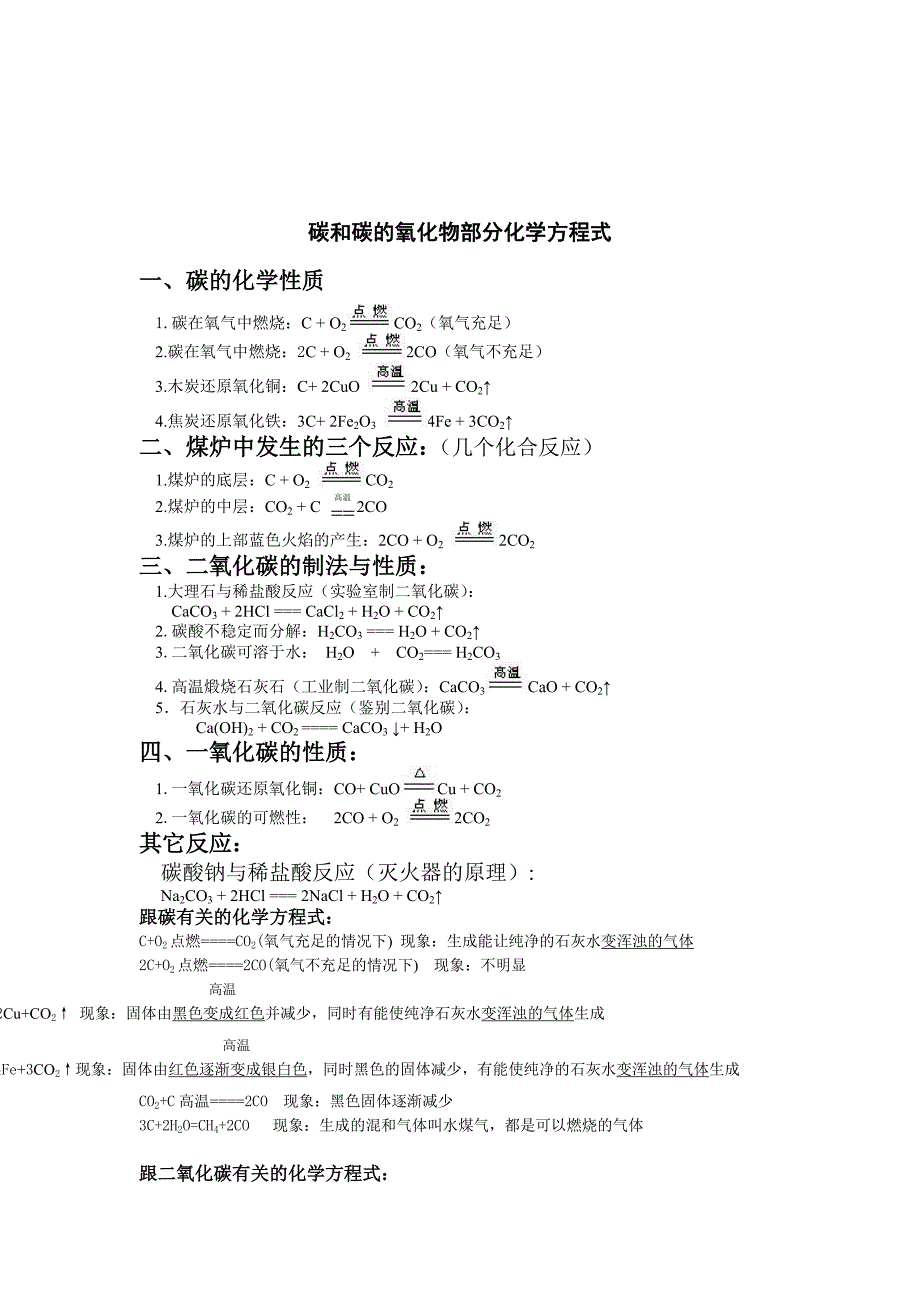 碳和碳的氧化物(化学方程式) 2_第1页