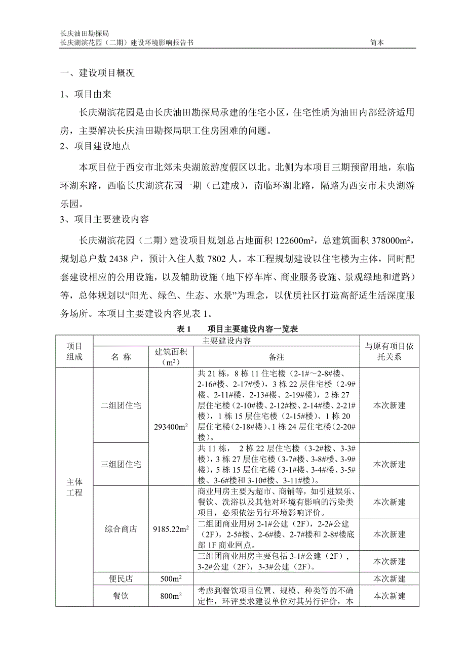 西安长庆湖滨花园（二期）建设项目环境影响评价报告书简本_第2页