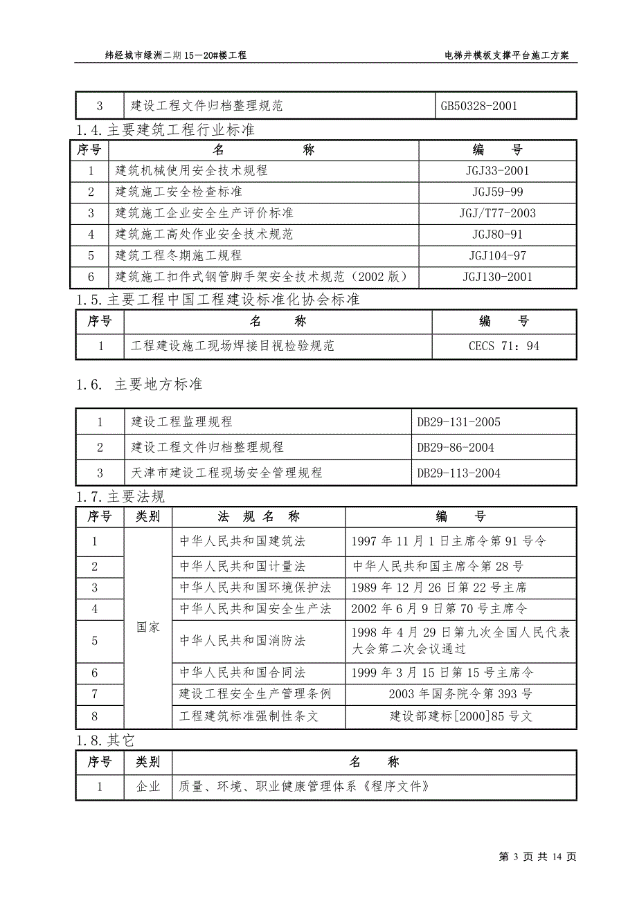 电梯井模板支撑平台施工方案_第3页