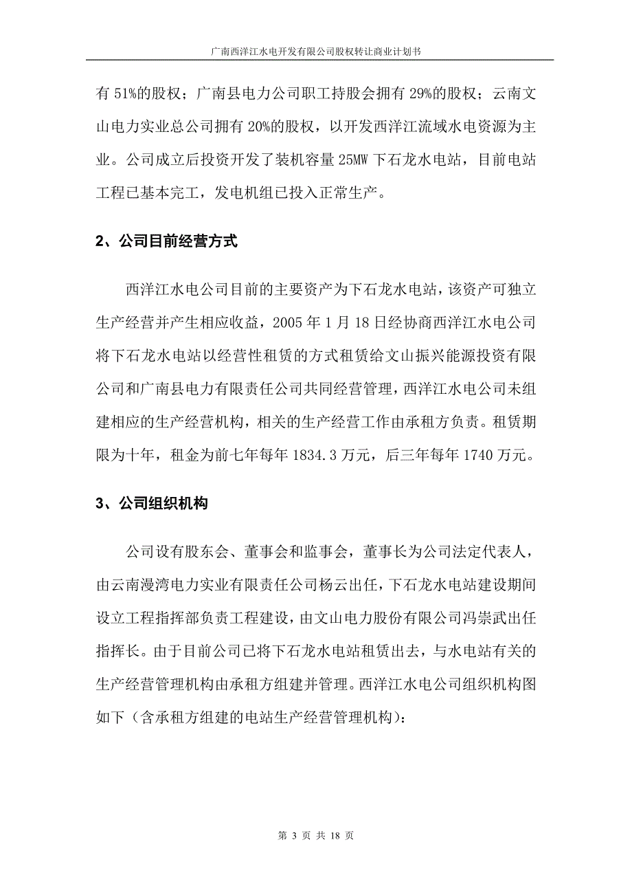 广南西洋江水电开发有限公司股权转让商业计划书(第4稿)_第3页