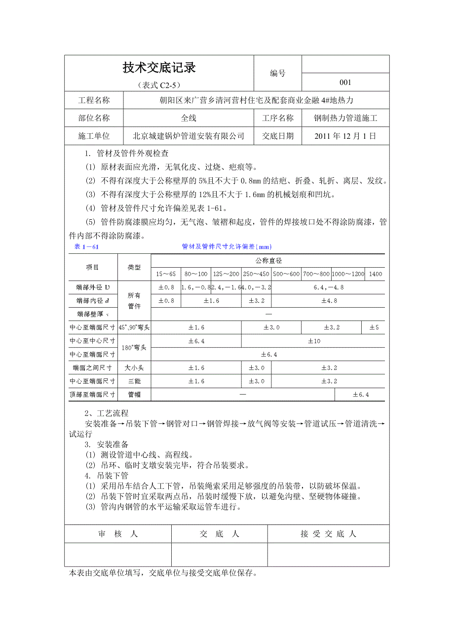 热力外线技术交底记录_第1页